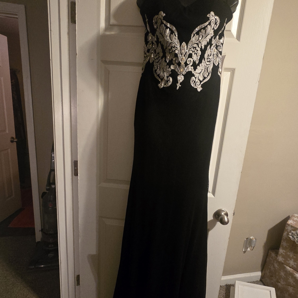Elegant Black and Silver Evening Gown